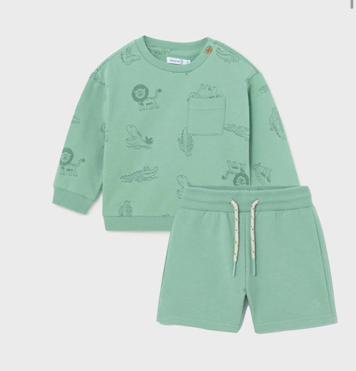 Mayoral Boys Green Sweater & Shorts Set