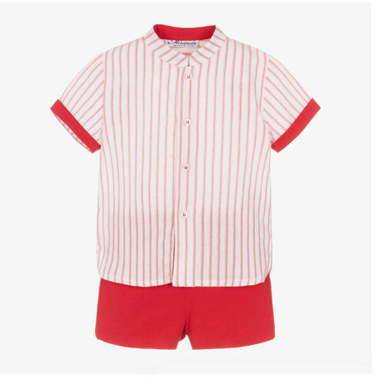Miranda Boys Red & White Shorts Set