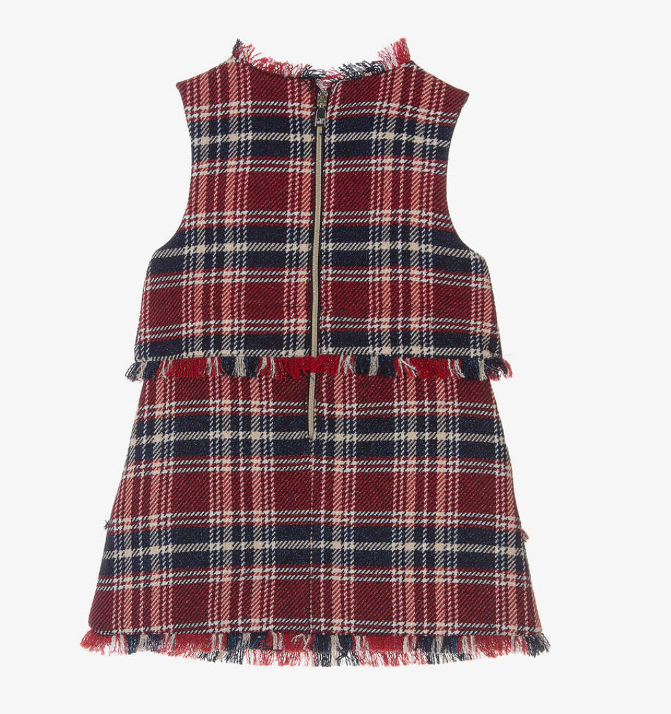 Abel & Lula Girls Red & Navy Tartan Dress Set