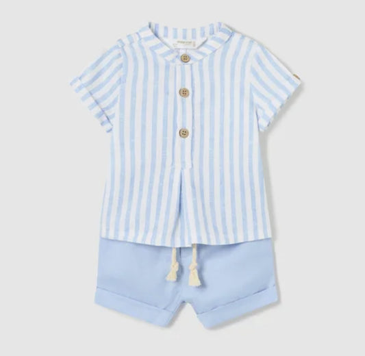 Mayoral Baby Boy Blue & White Stripe Shorts Set
