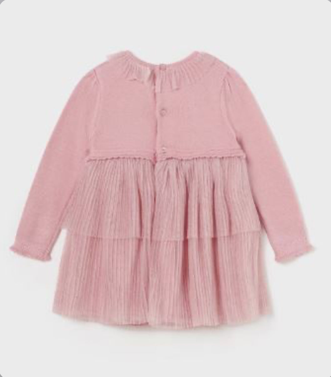 Mayoral Girls Pink Tulle Pleated Skirt Dress