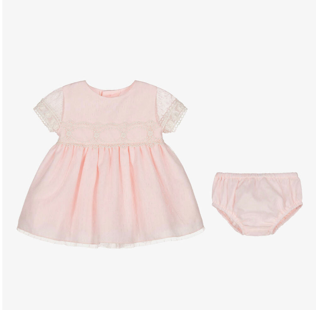 Miranda Baby Girl Pink & Lace Dress Set