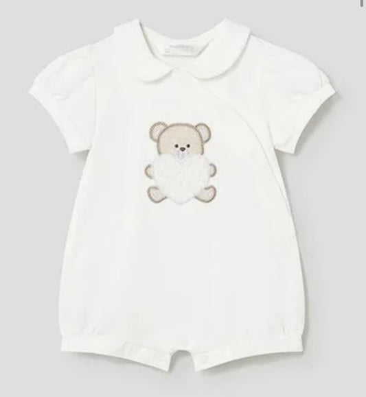 Mayoral Baby Girls Ivory & Beige set of 2 Teddy Bear Rompers