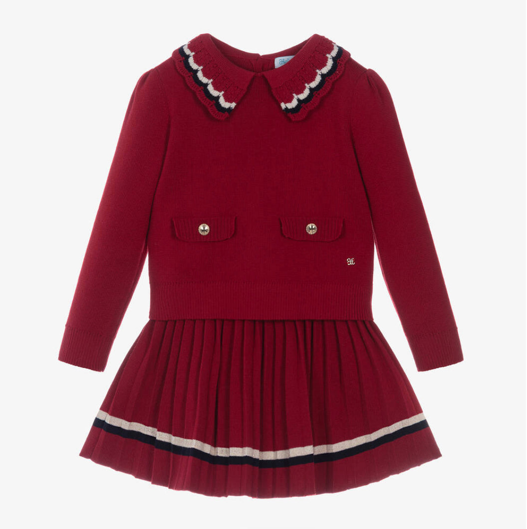 Abel & Lula Girls Red Knitted Skirt Set