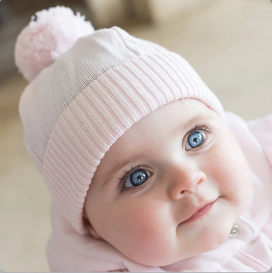 Emile et Rose Baby Girl Pink Cotton Pom Hat