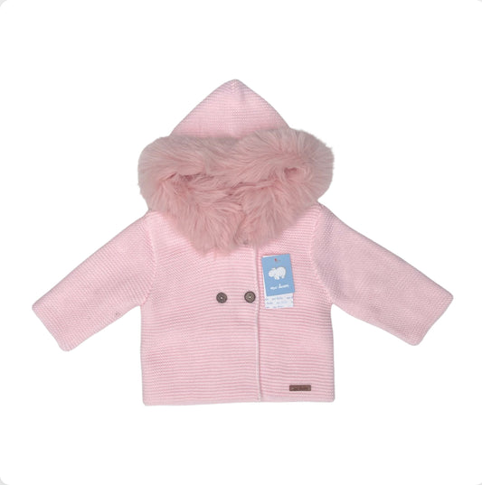 Mac Ilusion Baby Girl Pink Knit Hooded Jacket