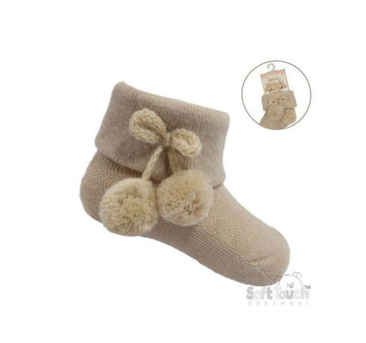 Baby Camel Pom Ankle Socks