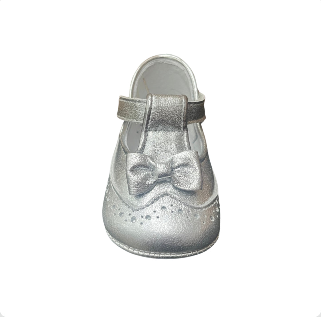 Pretty Originals Baby Girl Silver Leather Pram Shoes