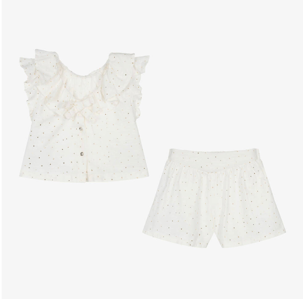 Mayoral Girls Ivory Cotton Shorts Set