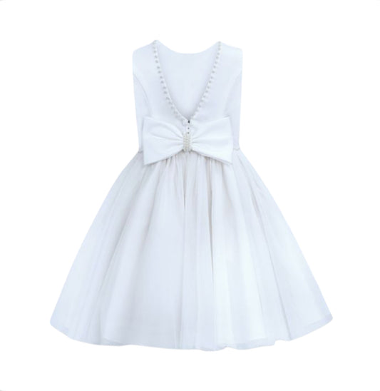 Sarah Louise Girls White Satin & Tulle Occasion Dress