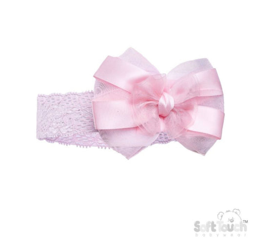 Baby Girl Pink Satin Bow Headband