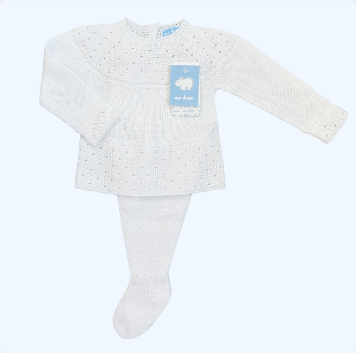 Mac Ilusion White Unisex Baby Knit Set