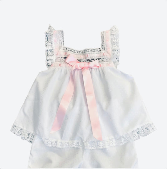 Salero Girls White Cotton Pyjamas