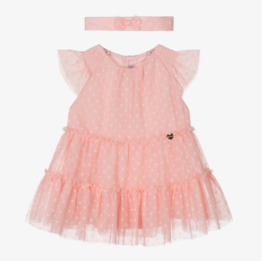 Mayoral Girls Pink Tulle Dress Set