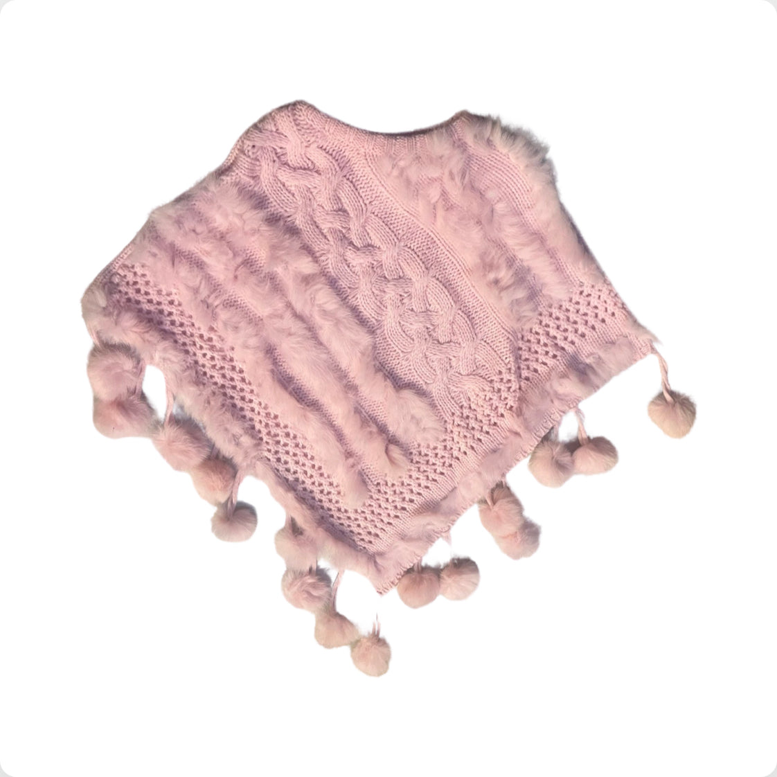 Caramelo Kids Girls PINK Knitted Poncho Cape