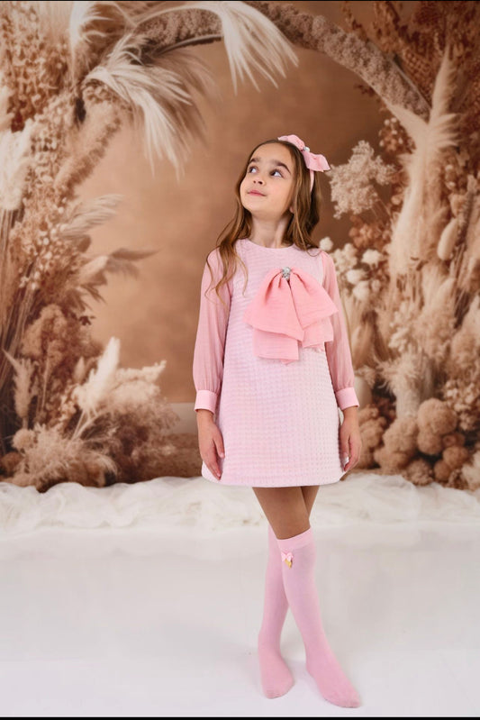 Rochy Girls Pink Tulle Sleeve Dress