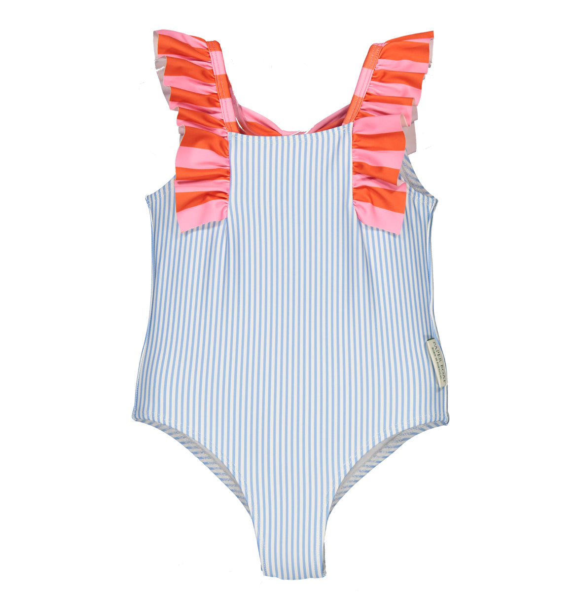 Paper Boat Girls Blue & Pink Stripe Swimming Costume