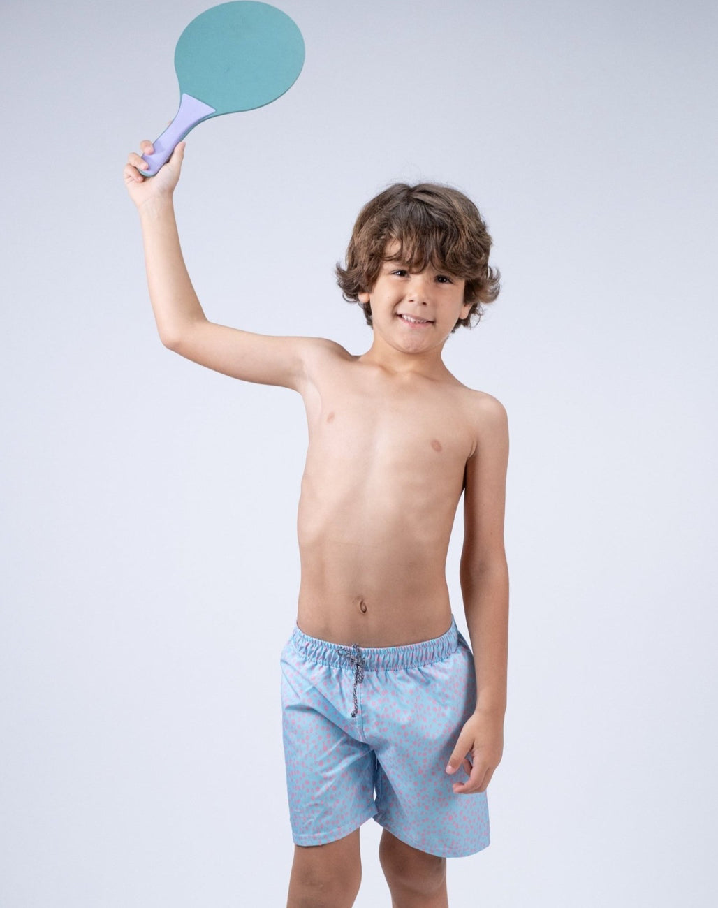 Paper Boat Boys Blue & Pink Dot Swim Shorts