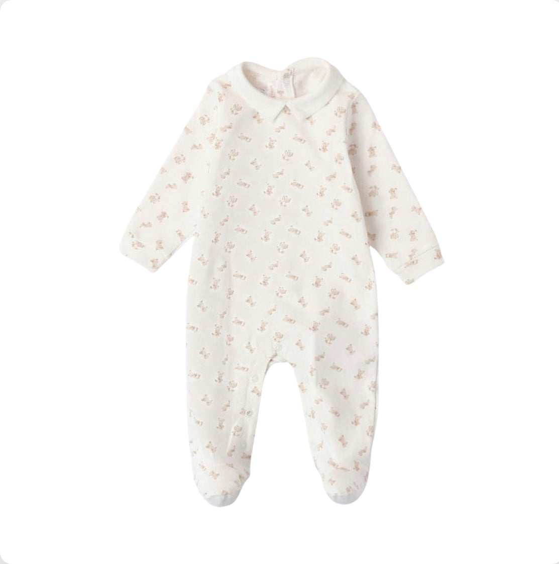 Minibanda Unisex Baby Ivory Teddy Print Babygrow