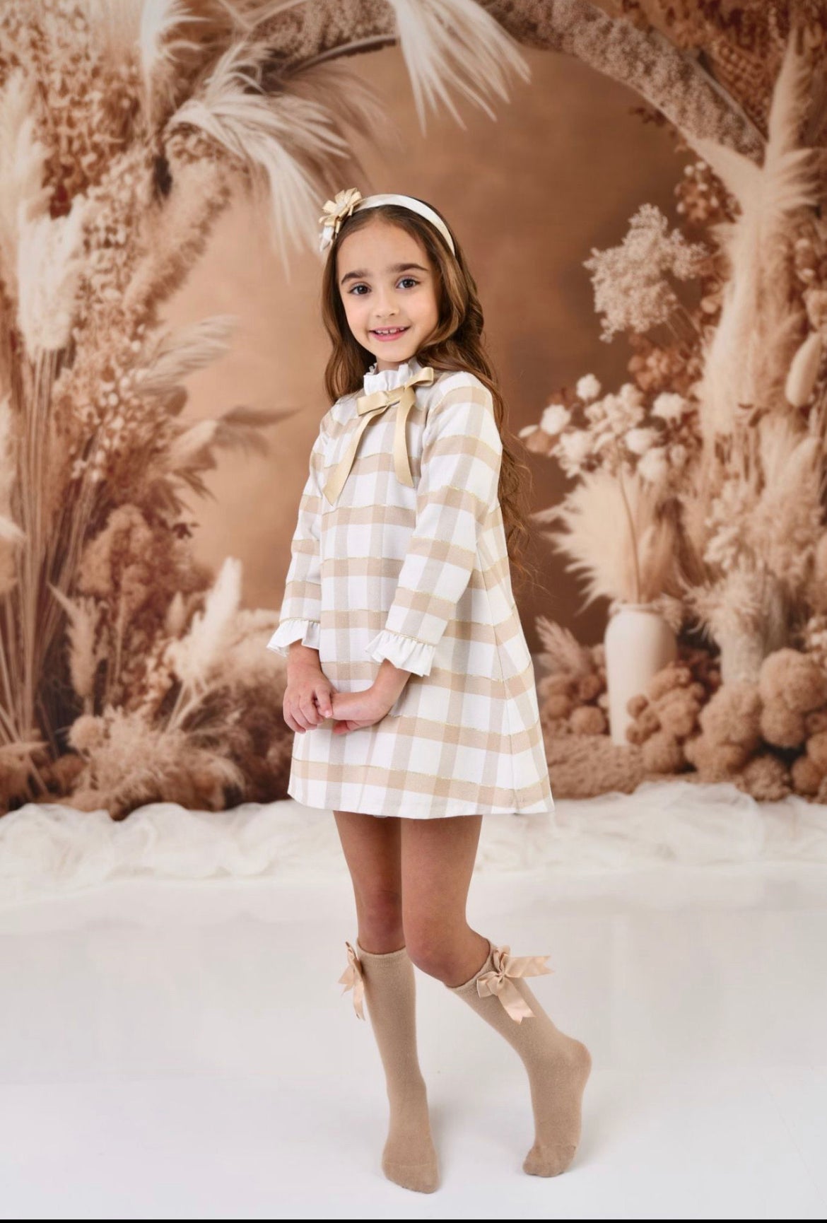 Rochy Girls Beige & Gold Dress