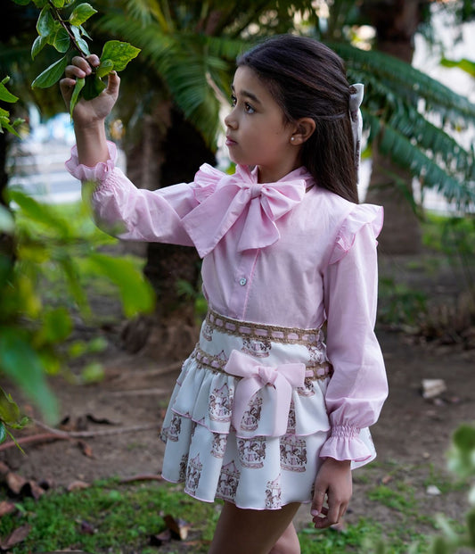 Babine AW25 Girls Pink Carousel Skirt Set