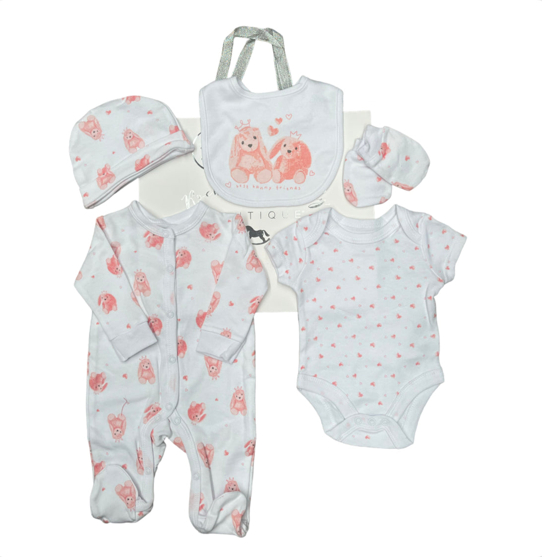 Baby Girl Pink & White 5 Piece set