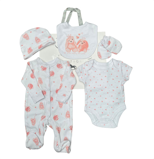 Baby Girl Pink & White 5 Piece set