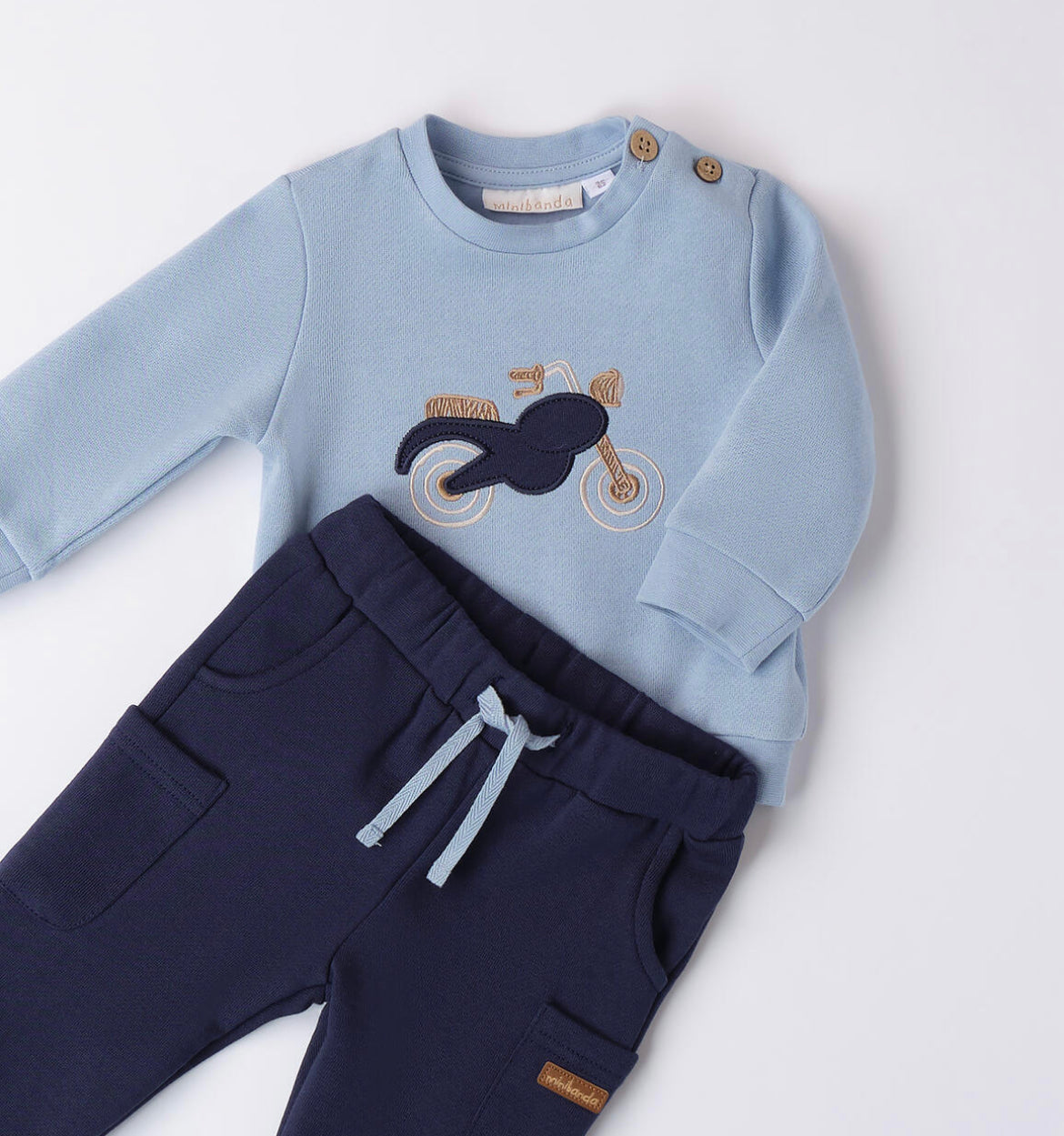 Minibanda Baby Boy Blue Motorbike Motif Tracksuit