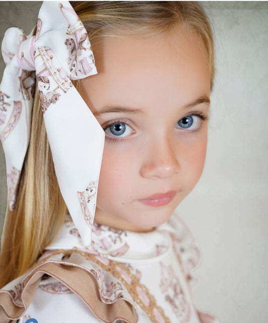 Babine Girls Pink Carousel Hair Bow
