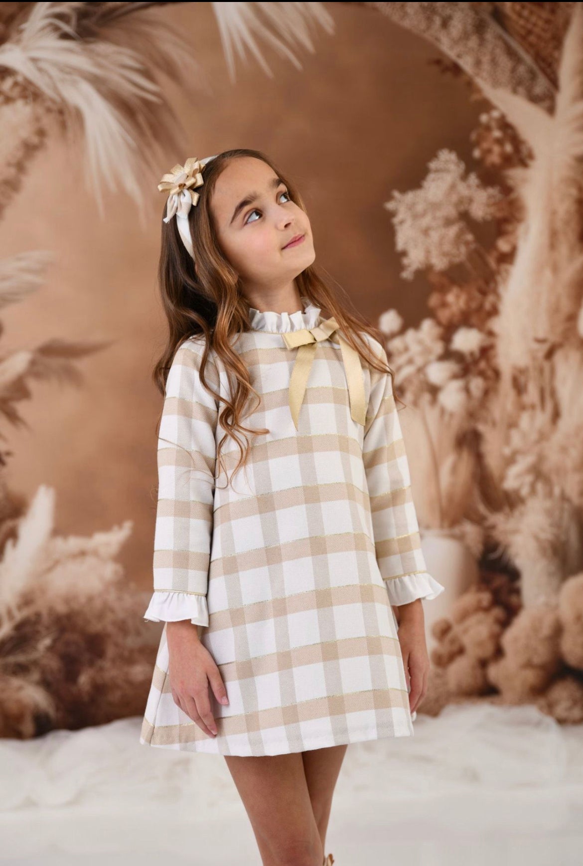 Rochy Girls Beige & Gold Dress