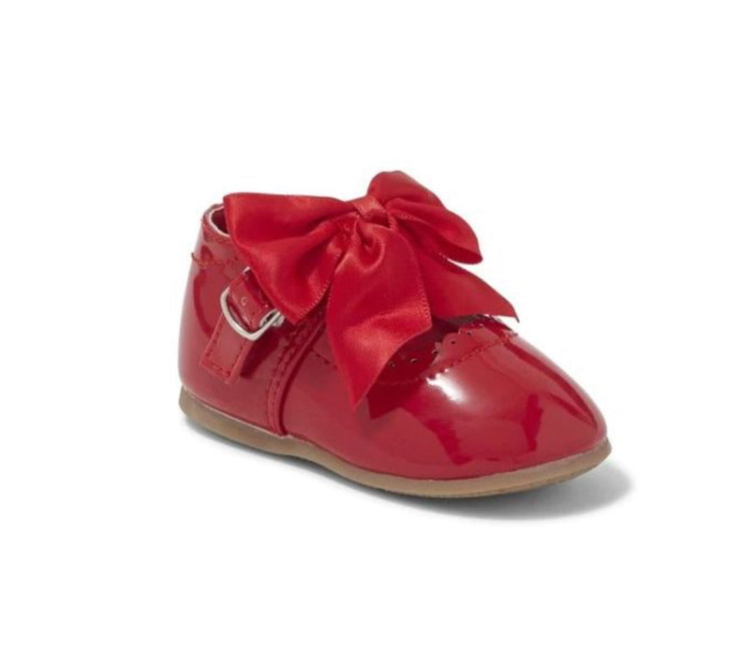 Girls Red Bow Patent Shoes