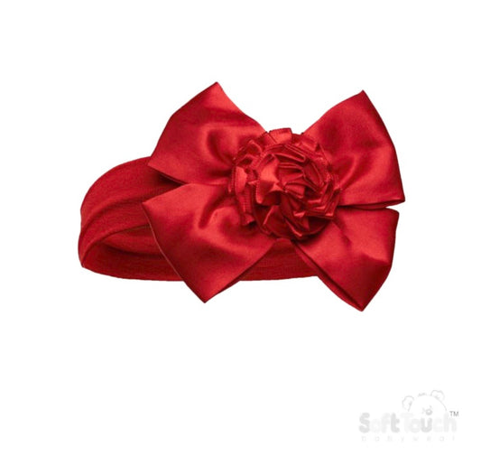 Baby Girl Red Satin Bow Headband