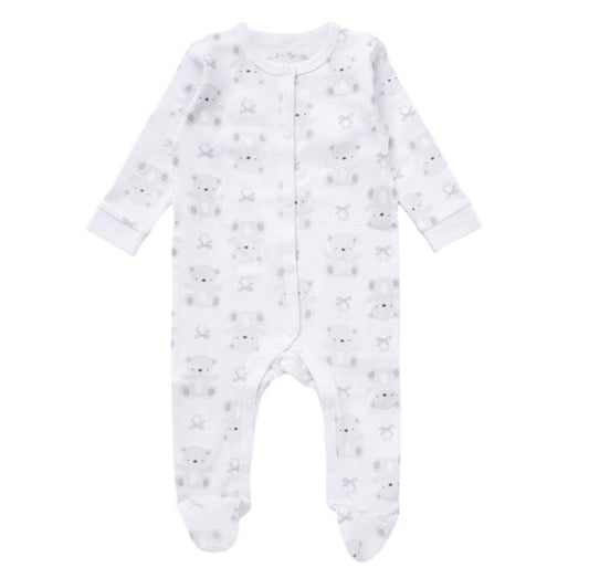Baby Unisex White Teddy Motif 5 Piece Cotton Layette Gift Set
