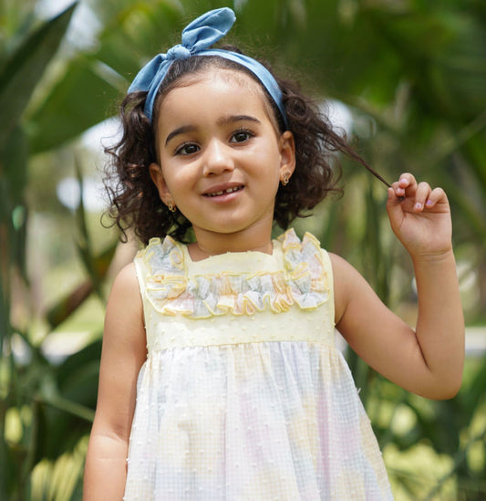Miral Baby Girl Yellow & Pink Cotton Romper