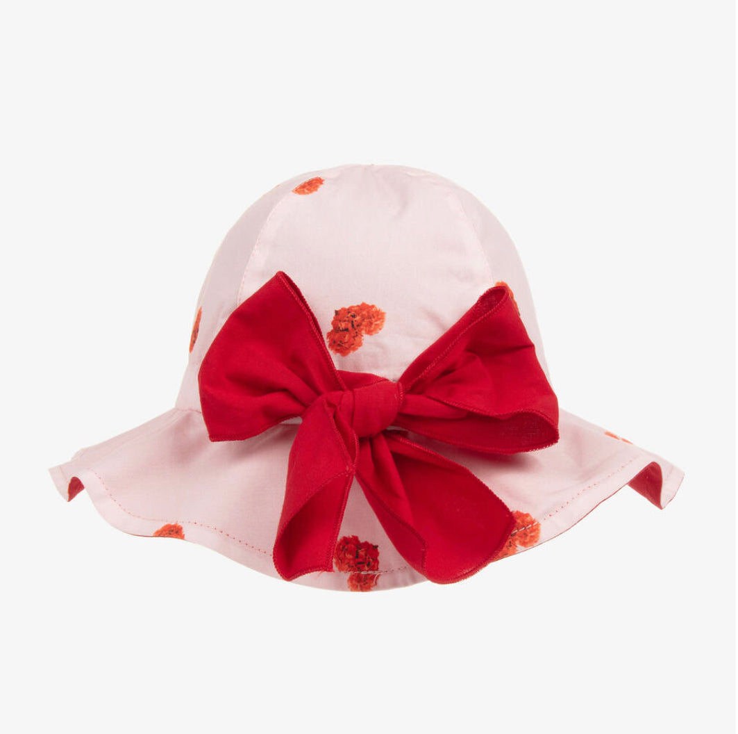 Phi Clothing Girls Pink Hearts Cotton Sunhat