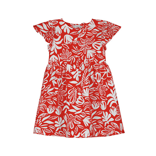 Mayoral Girls Red & Ivory Print Dress