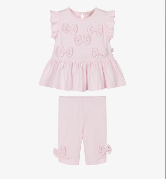 Caramelo Kids Baby Girl Pink Bow Cotton Legging Set
