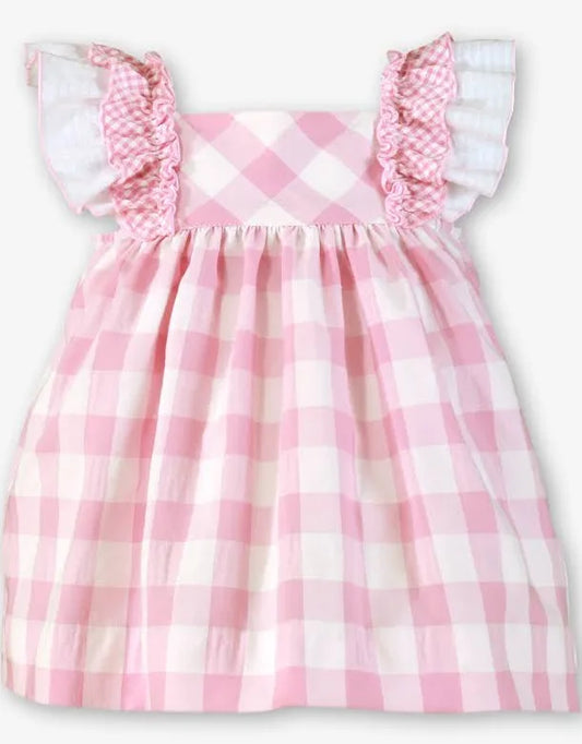 Miranda Baby Girl Pink & White Check Cotton Dress