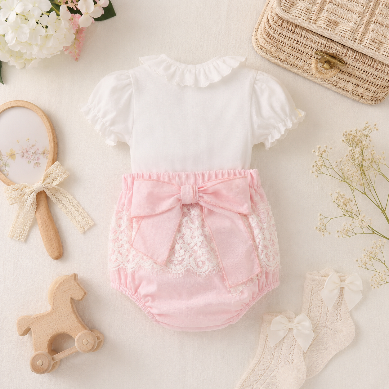 Phi Clothing Baby Girl Pink Knickers with Lace & Bow