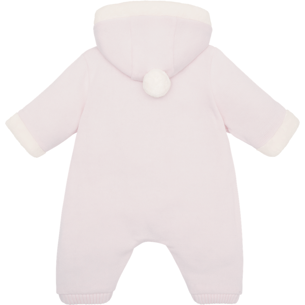 Emile et Rose Kristen Baby Girl Pink Knit Hooded Pramsuit