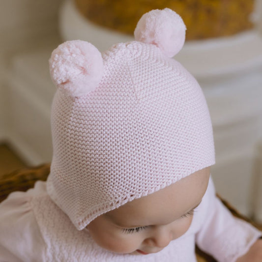 Emile et Rose Kirsty Pink Cotton Pom Pom Hat