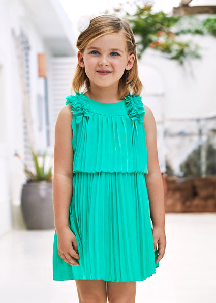 Mayoral Girls Green Pleated Dress