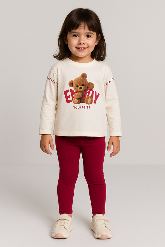 Mayoral Girls Red & Ivory Legging Set