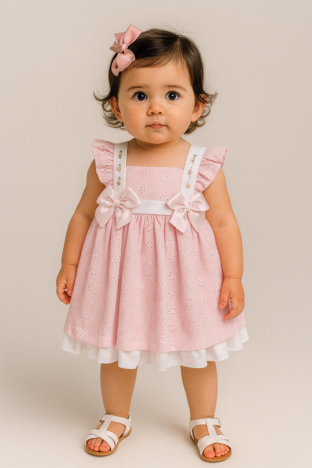 Pretty Originals Girls Pink Anglaise Dress