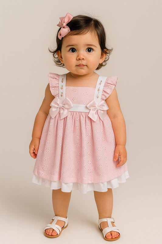 Pretty Originals Girls Pink Anglaise Dress
