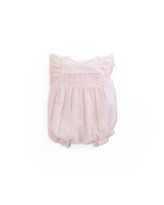 Be More Kid Baby Girl Pink Smocked Cotton Romper