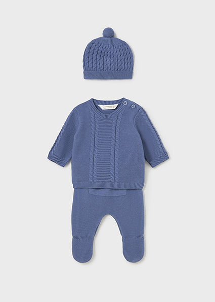Mayoral Baby Boy Blue Cotton Outfit with Hat