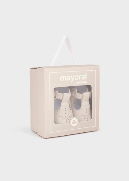 Mayoral Beige T-bar Pram Shoes