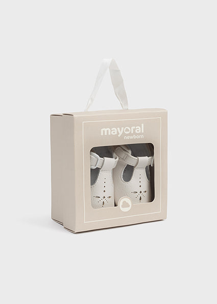 Mayoral White T-bar Pram Shoes