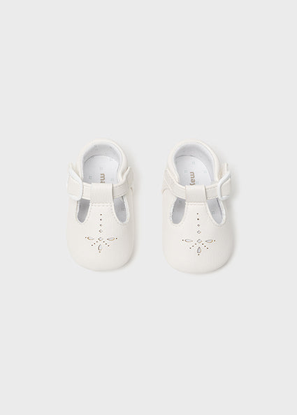 Mayoral White T-bar Pram Shoes